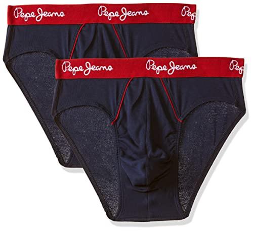 pepe jeans innerwear men's cotton brief (pack of 2) (clb02-02_true blue_true blue_80-85_true blue_85 cm)