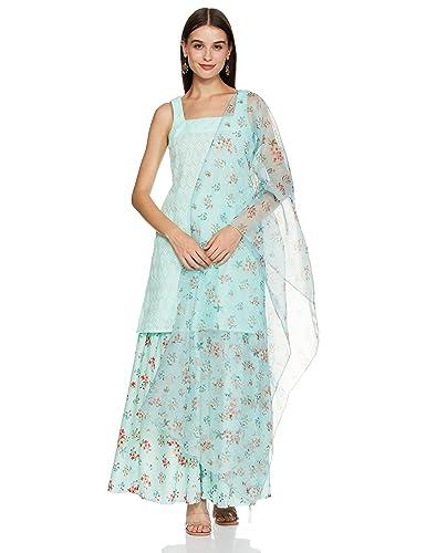 ketch women's polycotton tunic sharara and dupatta (khk3000754_aqua