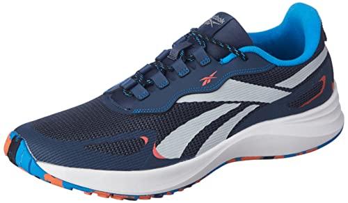 reebok men synthetic/textile craze runner m running shoes smoky indigo/lgh solid grey/semi ora uk-6