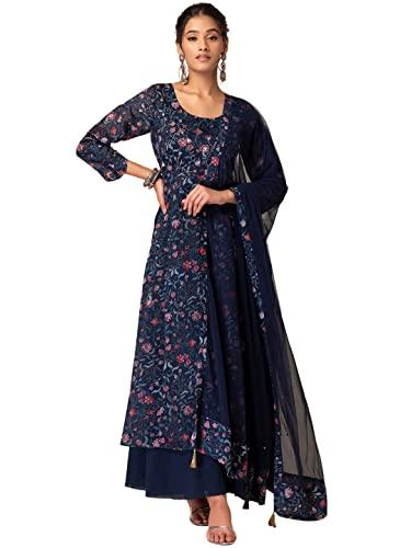 indya women's chanderi regular fit tunic shirt (scc00003_blue_s)