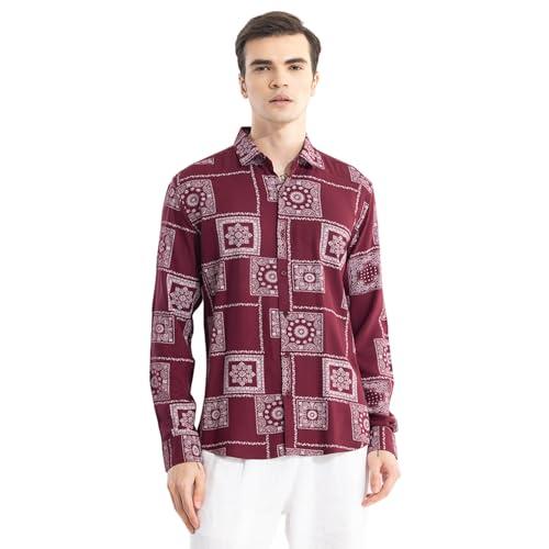 snitch maroon rayon paisley shirt