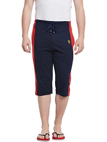 vimal jonney navy blue blended capri for men