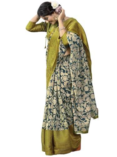 pandadi saree women's soft cotton printed saree with unstitched blouse piece