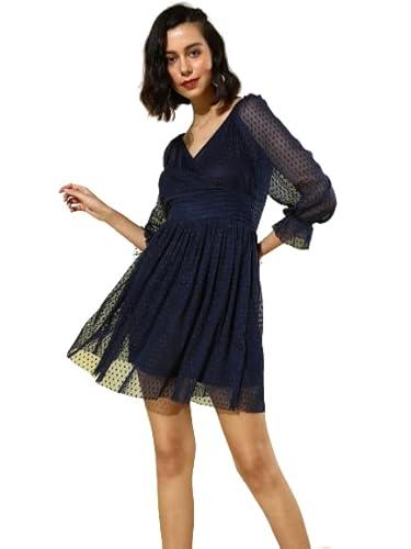 style quotient women navy blue polka dots dresses