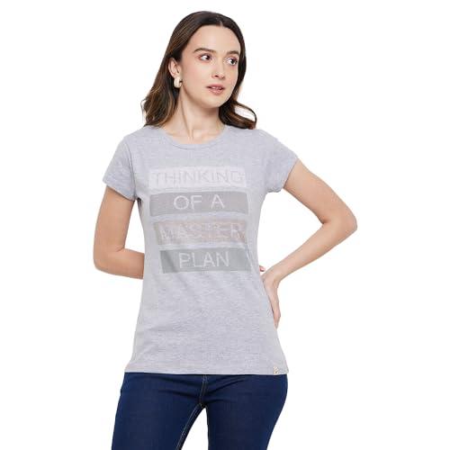 duke stardust women round neck top (lfx102_grey melange_m)