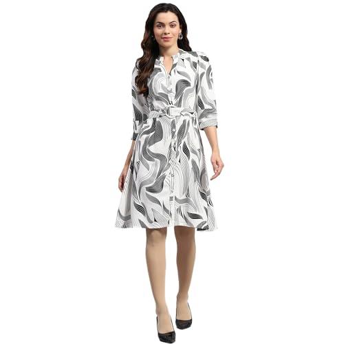 monte carlo womens white printed v neck 3/4th sleeve regular fit tunic (224065562-2-42)