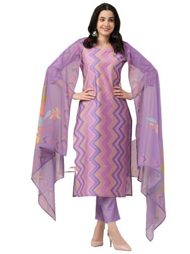 anni designer women's rayon blend straight printed kurta with pant & dupatta (zaggu purple_m_purple_medium)