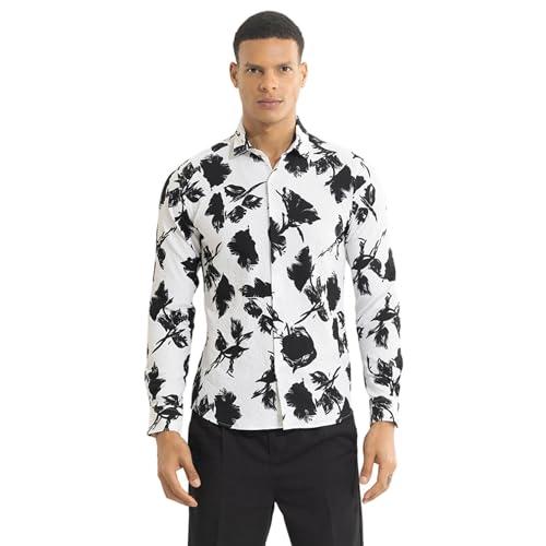 snitch white floral polyester regular shirt shirts