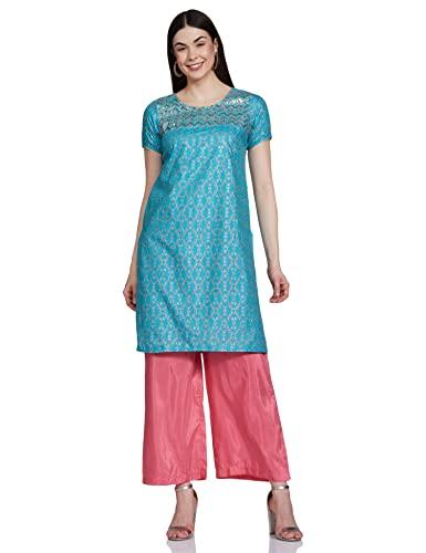 aurelia women's polyester kurta-straight palazzo (21onas12904-505022_blue_m)