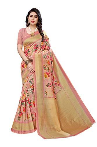 yashika women's art silk saree (air peach_pink)