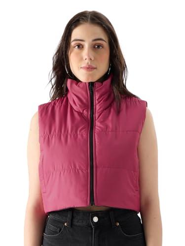 the souled store solids: pink, black (reversible) puffer jackets