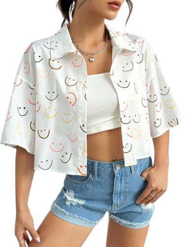 leriya fashion oversized corp shirt for women | crop shirt for women stylish western | short shirt for women (medium, white)