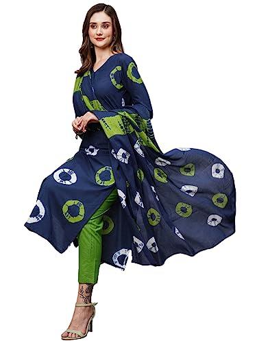 anni designer women's cotton blend straight printed kurta with pant & dupatta (sumitra blue-nw_s_blue_small)