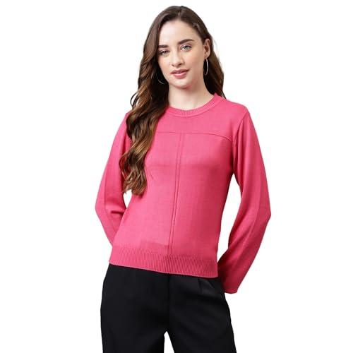 latin quarters women's full sleeve fuchsia pullover | regular fit winter sweater for girls_l