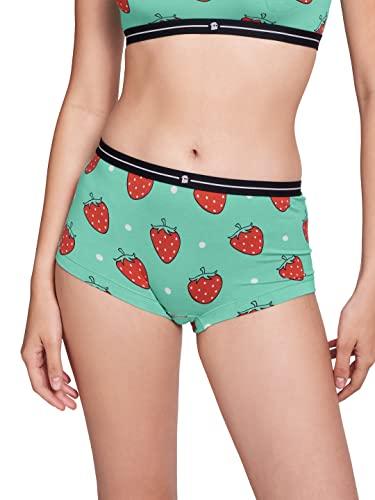 the souled store women sparkling strawberries green printed boy shorts women boy shorts fashionable trendy graphic prints pop culture merchandise