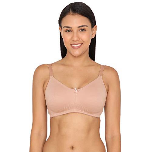 zivame women's synthetic padded wire free seamless bra beige