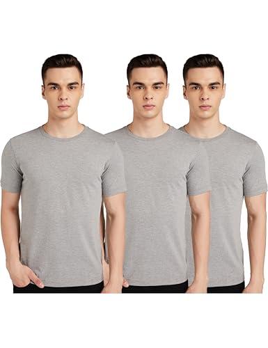 amazon brand - symbol men's solid cotton t shirt | plain | round neck | half sleeve - regular fit | combo pack of 3 (available in plus size) (grey_xl)