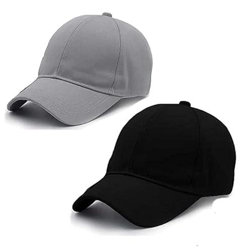 selloria plain baseball sport cap for men boys & women.pack of 2 (grey & black)