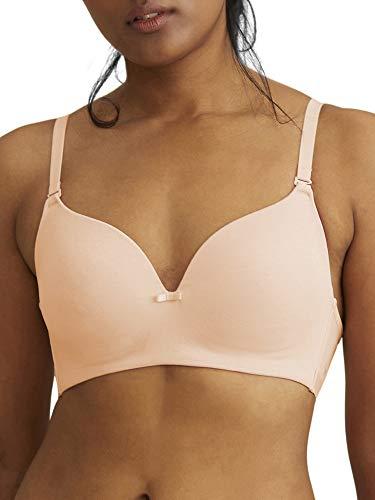 nykd women's cotton lightly padded seamless wire free everyday t-shirt bra for women daily use wireless, 3/4th coverage bra, nyb002, nude, 32b, 1n