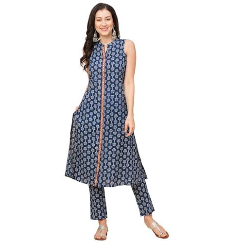 globus women kurta set (3641669002_indigo_m)