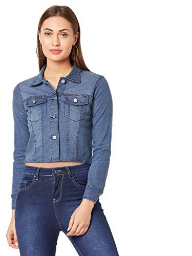 miss chase women's navy blue crop denim jacket(mcaw19den05-58-71-03,navy blue,small)