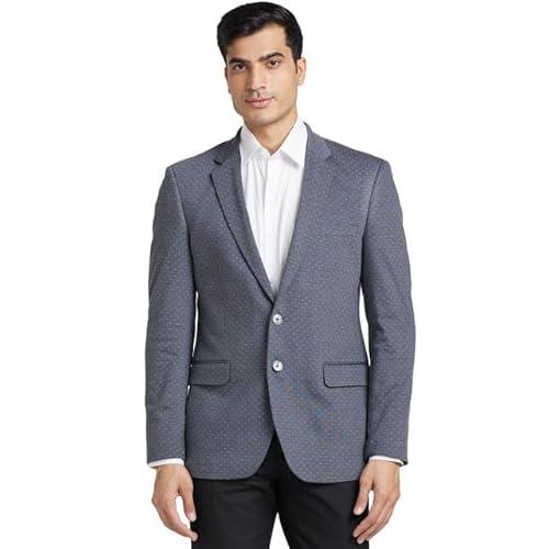 raymond men's contemporary fit polyester blend structure pattern notch lapel full sleeve formal jacket