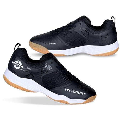 nivia hy-court 2.1 badminton shoes for men | ultimate footwear for court mastery | padel shoes | pickleball shoes | non-marking court shoes | unleash your full court potential | (black) | size uk08