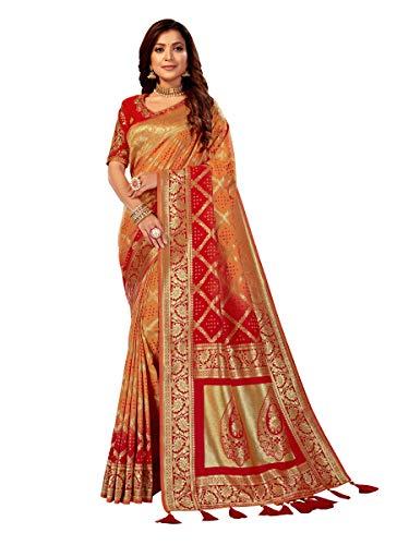 manohari women's woven silk blend saree with un-stitched blouse (mn868_yellow)