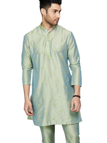 melange by lifestyle men's viscose rayon regular kurta set (1000013518287 grey