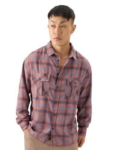 the souled store plaid: rustic men and boys long sleeve collared neck button down cotton textured shirts for men