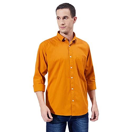 ben martin men's classic collar slim fit cotton casual full sleeve shirt tan, extra large