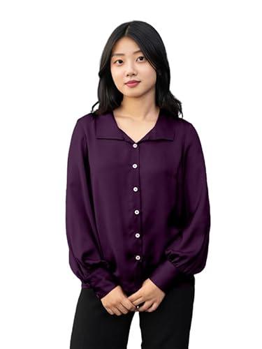 zink london women's solid purple regular shirt