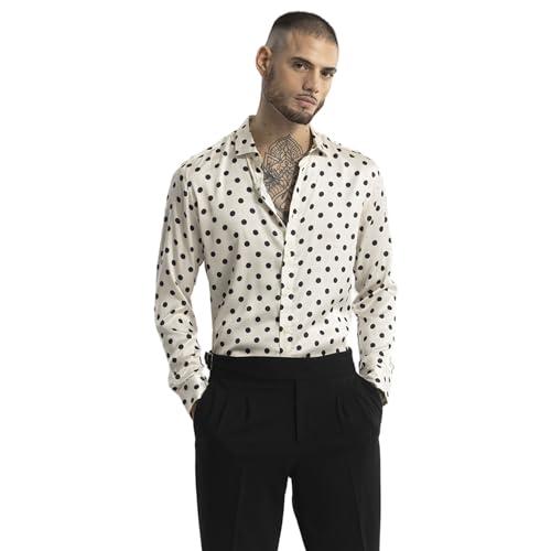 snitch cream polka-dot nylon shirt