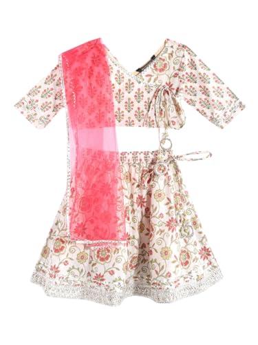 readiprint fashions straight style cream color cotton fabric choli with lehenga and dupatta-(7-8y)