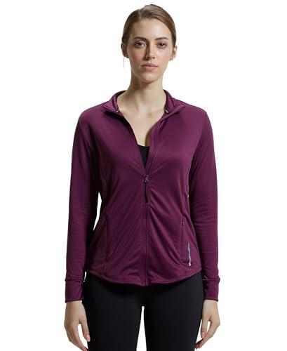 jockey mw67 women's microfiber relaxed fit jacket with curved back hem and staydry treatment_grape wine_l