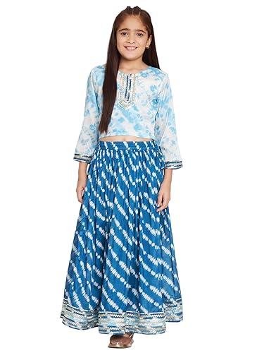 readiprint fashions straight style silk fabric blue color lehenga choli (1-2y)