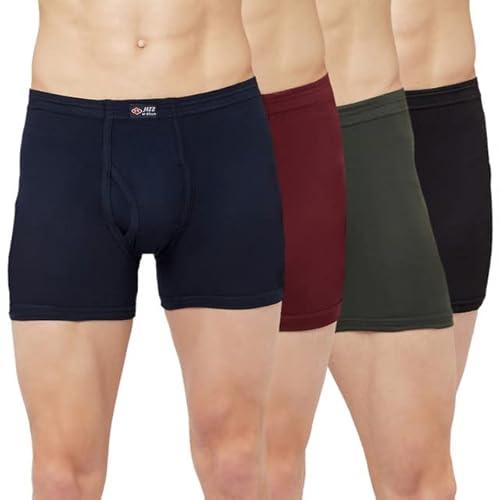 t.t. mens jazz fine long inner elastic trunk pack of 4 black::maroon::olive::navy