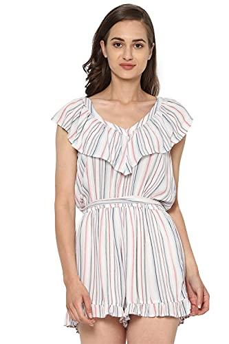 american eagle outfitters ae double-v ruffle romper white