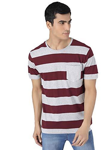 kotty multicolor striped pure cotton men tshirt (multicolored-m)