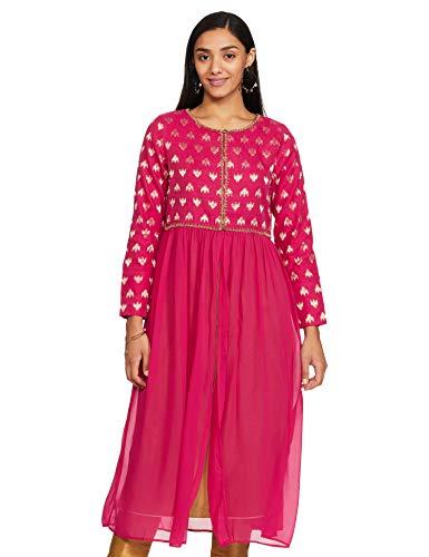 w for woman women's georgette kurta (18fes11528-66169_pink_x-small)