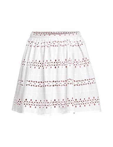 oxolloxo girls regular fit cotton flared embroidery casual white skirt