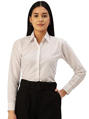 jainish women white solid shirt style top (white, s)