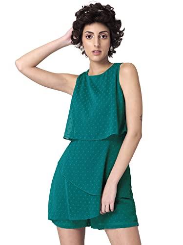 faballey womens green tiered sleeveless playsuit jumpsuit, green, xs