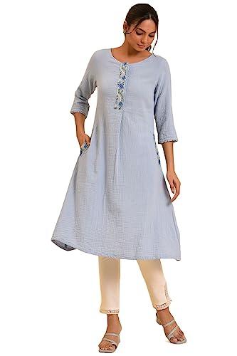 w for woman women's cotton regular kurta (23few18672-218636_light cornflower blue_10)