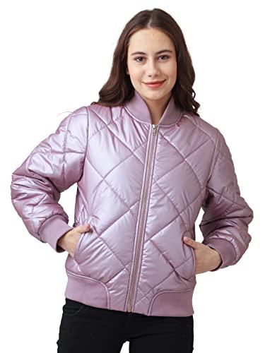 zink london women's lavender solid bomber jacket