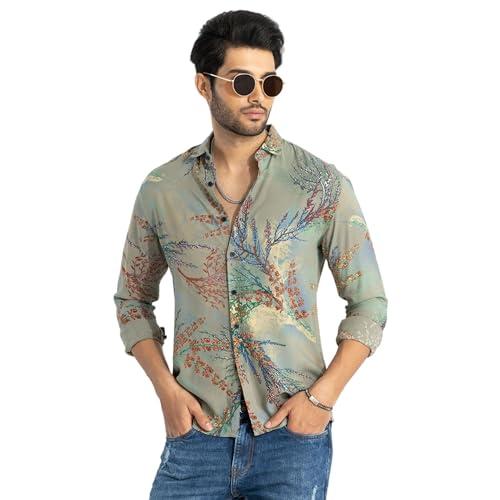 snitch green floral rayon shirt