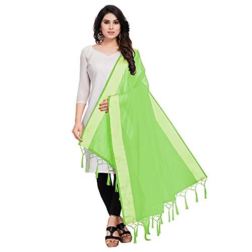 sidhidata textile women's solid cotton silk dupatta with tassels (dup radhe pista_pista_2.20 mtr)