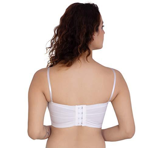 glamoras women's nylon & spandex lightly padded non-wired bandeau bra (gl-tube971-white_white_free size)