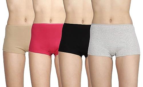 lux cozi women's cotton boyshorts (pack of 4) (lux cozi_multicolored_90 cm)