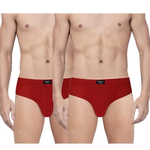 pepe jeans innerwear men's cotton brief (pack of 2) (clb01-02_parry red_parry red_90-95_red_95 cm)